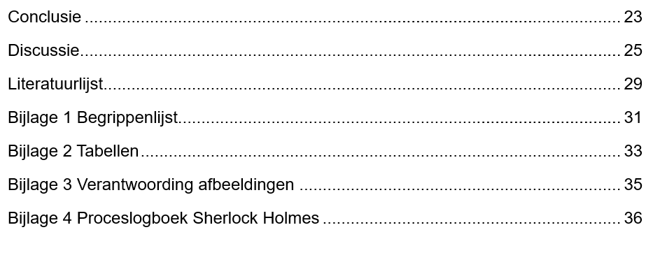 Bijlagen als onderdeel van inhoudsopgave